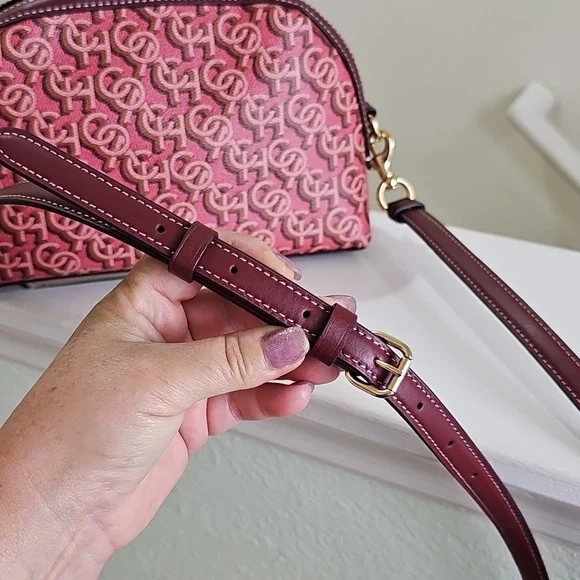 COACH CF343 MADI Crossbody Rouge Pink Canvas/Leather Monogram Print EUC - Picture 8 of 15